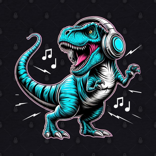 Dancing T-Rex with Headphone by cowyark rubbark